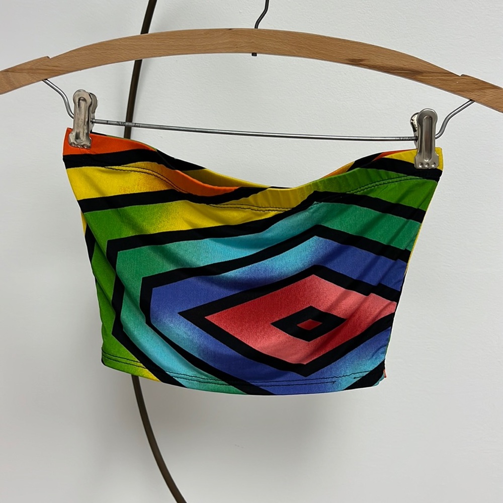 Geometric rainbow tube top size S